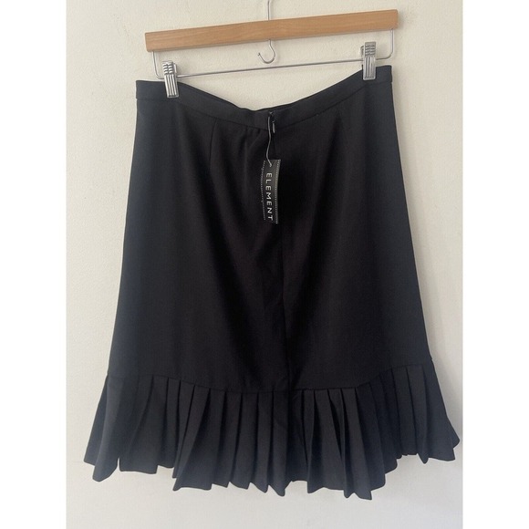 Elemenz Womens Black Poly Rayon Spandex Size Large Cocktail Office Pleated Skirt - Picture 5 of 7
